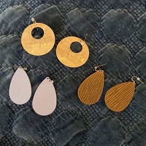Nickel and Suede earrings, $18 all 3 pairs, excellent condition